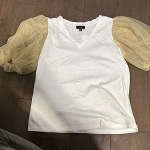 White shirt with golden sleeves